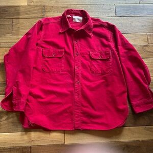 Vtg red cotton chamois work shirt.
